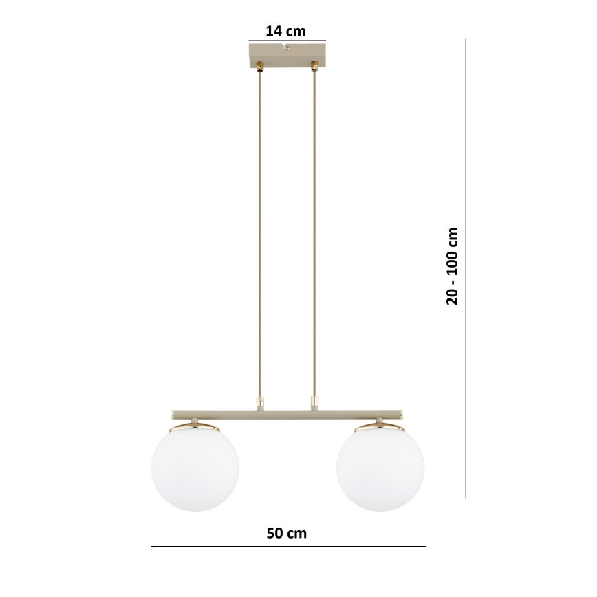 Brilagi - Lustr na lanku MILO 2xE27/60W/230V béžová/zlatá