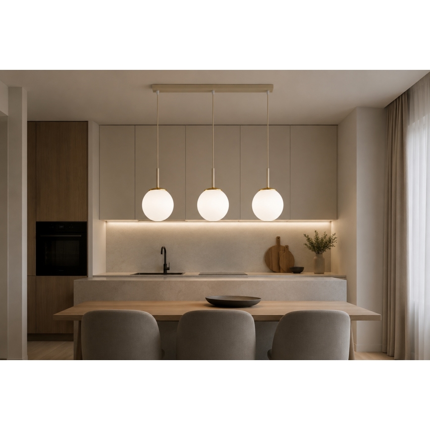 Brilagi - Lustr na lanku MILO 3xE27/60W/230V béžová/zlatá