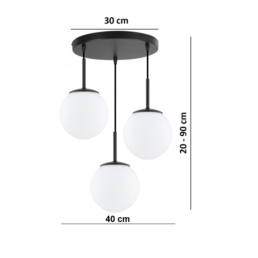 Brilagi - Lustr na lanku MILO 3xE27/60W/230V černá