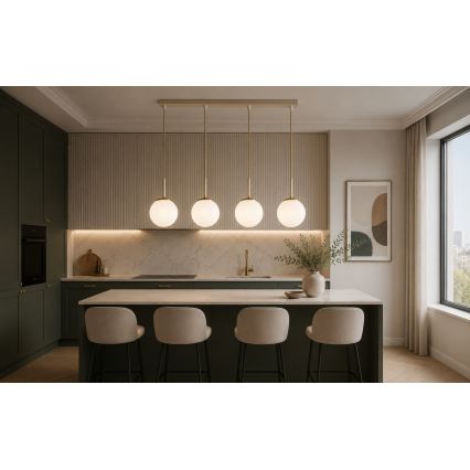 Brilagi - Lustr na lanku MILO 4xE27/60W/230V béžová/zlatá