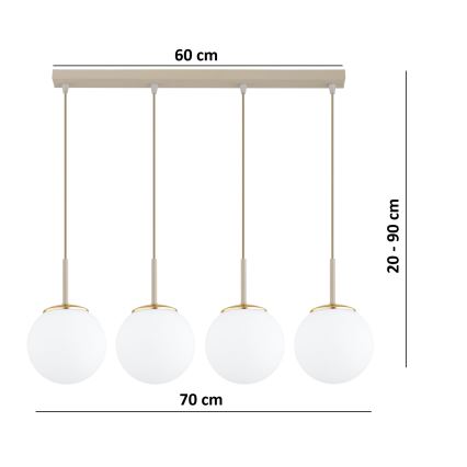 Brilagi - Lustr na lanku MILO 4xE27/60W/230V béžová/zlatá