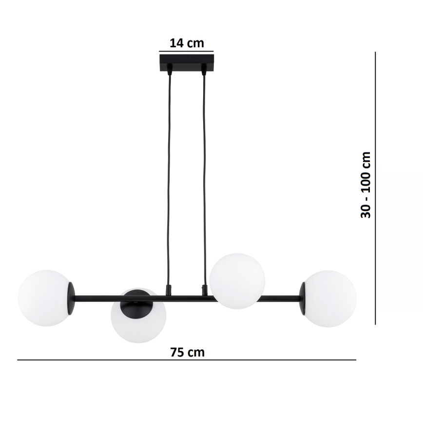 Brilagi - Lustr na lanku MILO 4xE27/60W/230V černá