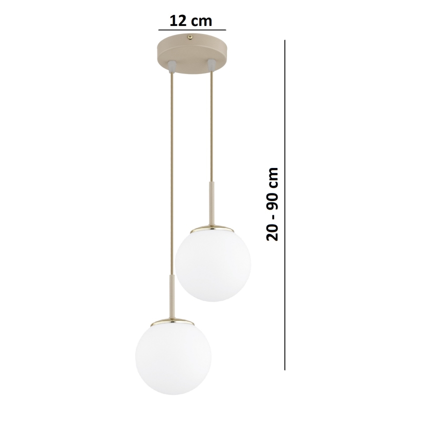 Brilagi - Lustr na lanku MILO ECRU 2xE27/60W/230V béžová/zlatá