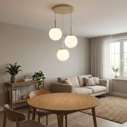 Brilagi - Lustr na lanku MILO ECRU 3xE27/60W/230V béžová/zlatá