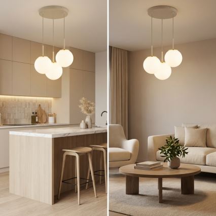 Brilagi - Lustr na lanku MILO ECRU 3xE27/60W/230V béžová/zlatá