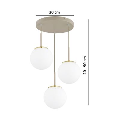 Brilagi - Lustr na lanku MILO ECRU 3xE27/60W/230V béžová/zlatá