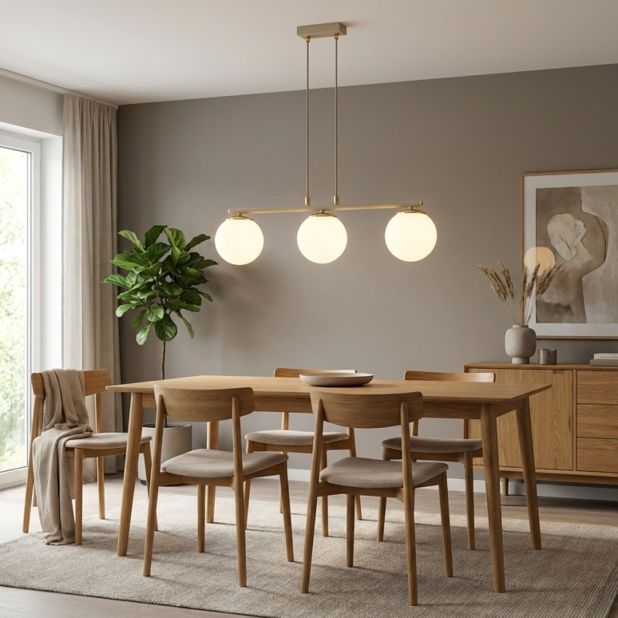 Brilagi - Lustr na lanku MILO ECRU 3xE27/60W/230V béžová/zlatá