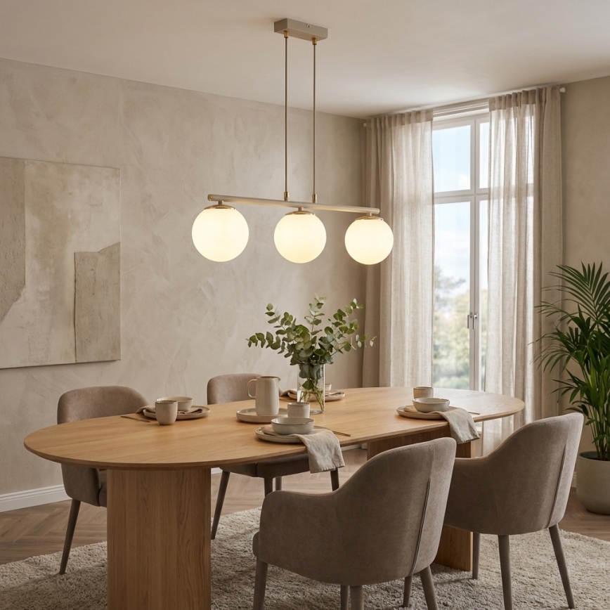Brilagi - Lustr na lanku MILO ECRU 3xE27/60W/230V béžová/zlatá