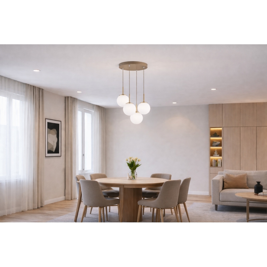 Brilagi - Lustr na lanku MILO ECRU 4xE27/60W/230V béžová/zlatá