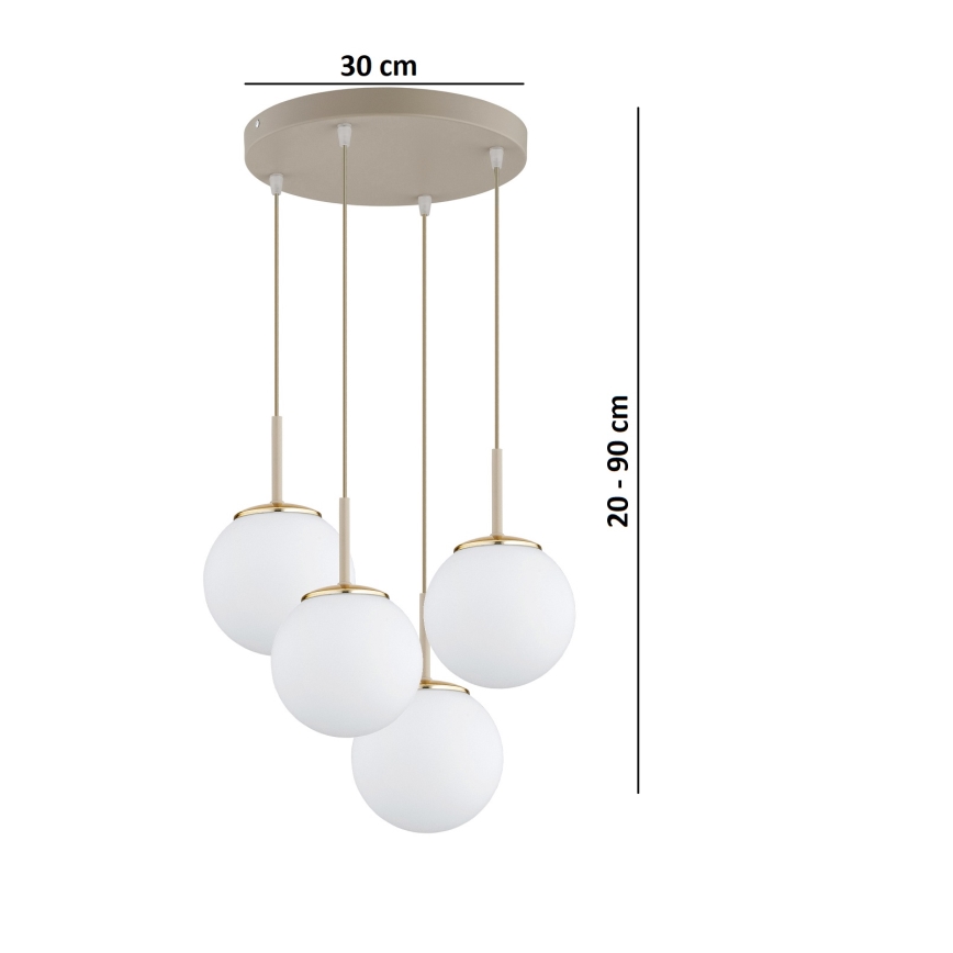 Brilagi - Lustr na lanku MILO ECRU 4xE27/60W/230V béžová/zlatá