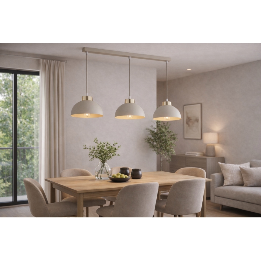 Brilagi - Lustr na lanku MOON 3xE27/60W/230V béžová/zlatá