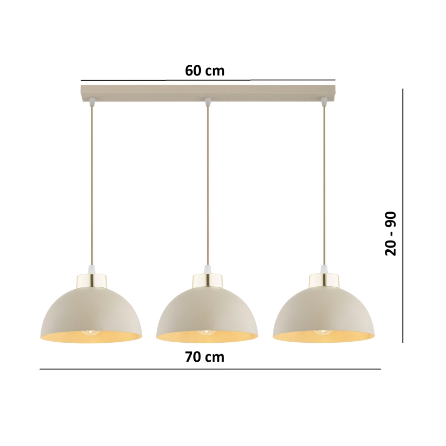 Brilagi - Lustr na lanku MOON 3xE27/60W/230V béžová/zlatá