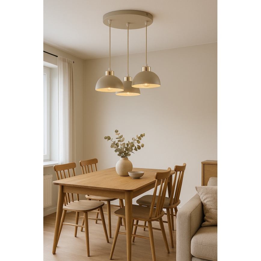 Brilagi - Lustr na lanku MOON 3xE27/60W/230V béžová/zlatá
