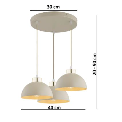 Brilagi - Lustr na lanku MOON 3xE27/60W/230V béžová/zlatá