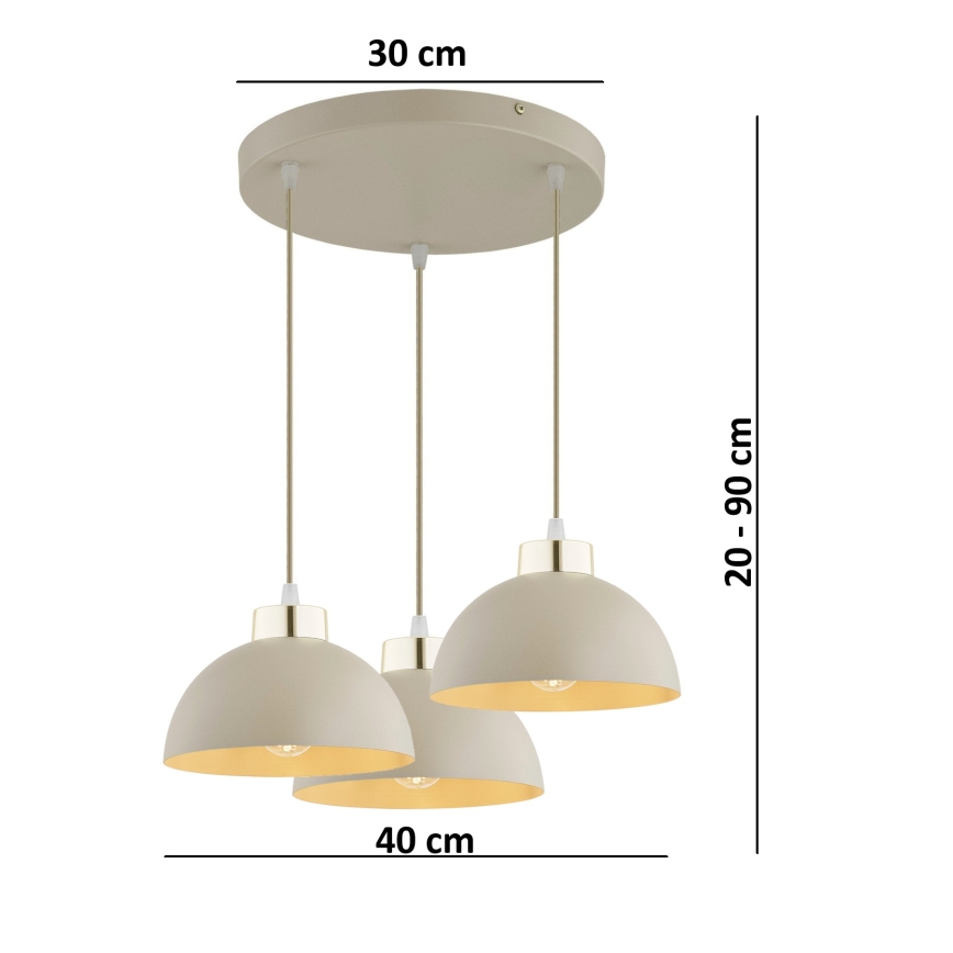 Brilagi - Lustr na lanku MOON 3xE27/60W/230V béžová/zlatá