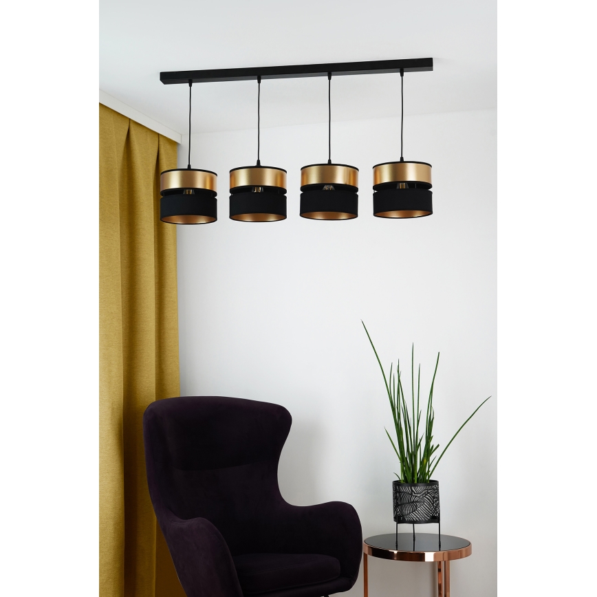 Brilagi - Lustr na lanku ROYAL 4xE27/15W/230V černá/zlatá