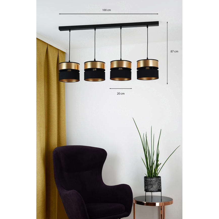 Brilagi - Lustr na lanku ROYAL 4xE27/15W/230V černá/zlatá