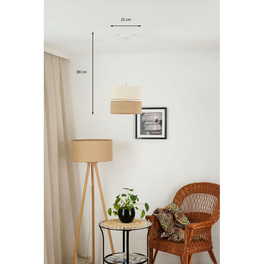 Brilagi - Lustr na lanku ROYAL YUTE 1xE27/15W/230V pr. 25 cm béžová/krémová