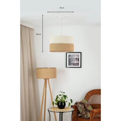 Brilagi - Lustr na lanku ROYAL YUTE 1xE27/15W/230V pr. 40 cm béžová/krémová