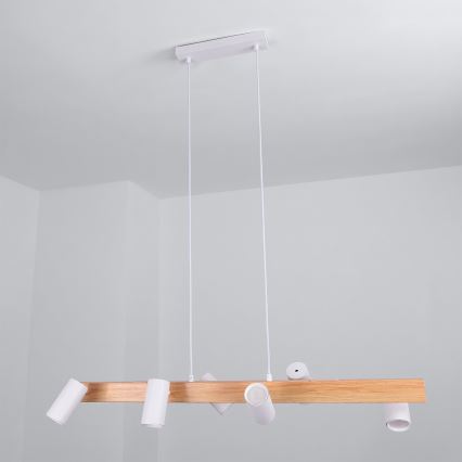BRILAGI - Lustr na lanku SELE 6xGU10/30W/230V bílá/dekor dubu