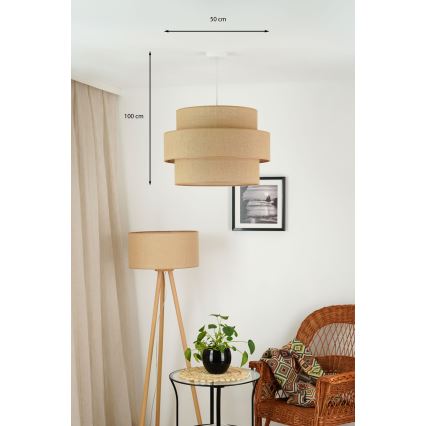 Brilagi - Lustr na lanku SPACE YUTE 1xE27/15W/230V pr. 50 cm béžová/bílá