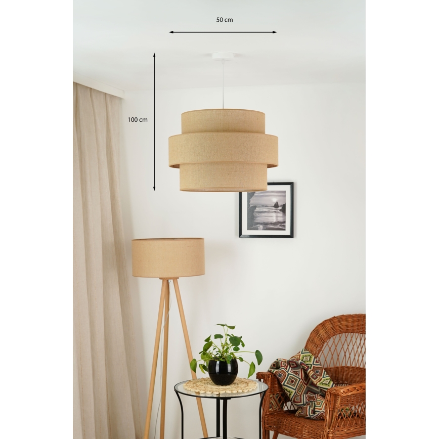 Brilagi - Lustr na lanku SPACE YUTE 1xE27/15W/230V pr. 50 cm béžová/bílá