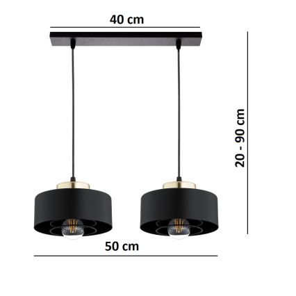 Brilagi - Lustr na lanku SPRING 2xE27/60W/230V černá/zlatá