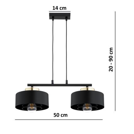Brilagi - Lustr na lanku SPRING 2xE27/60W/230V černá/zlatá