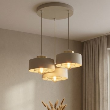 Brilagi - Lustr na lanku SPRING 3xE27/60W/230V béžová/zlatá