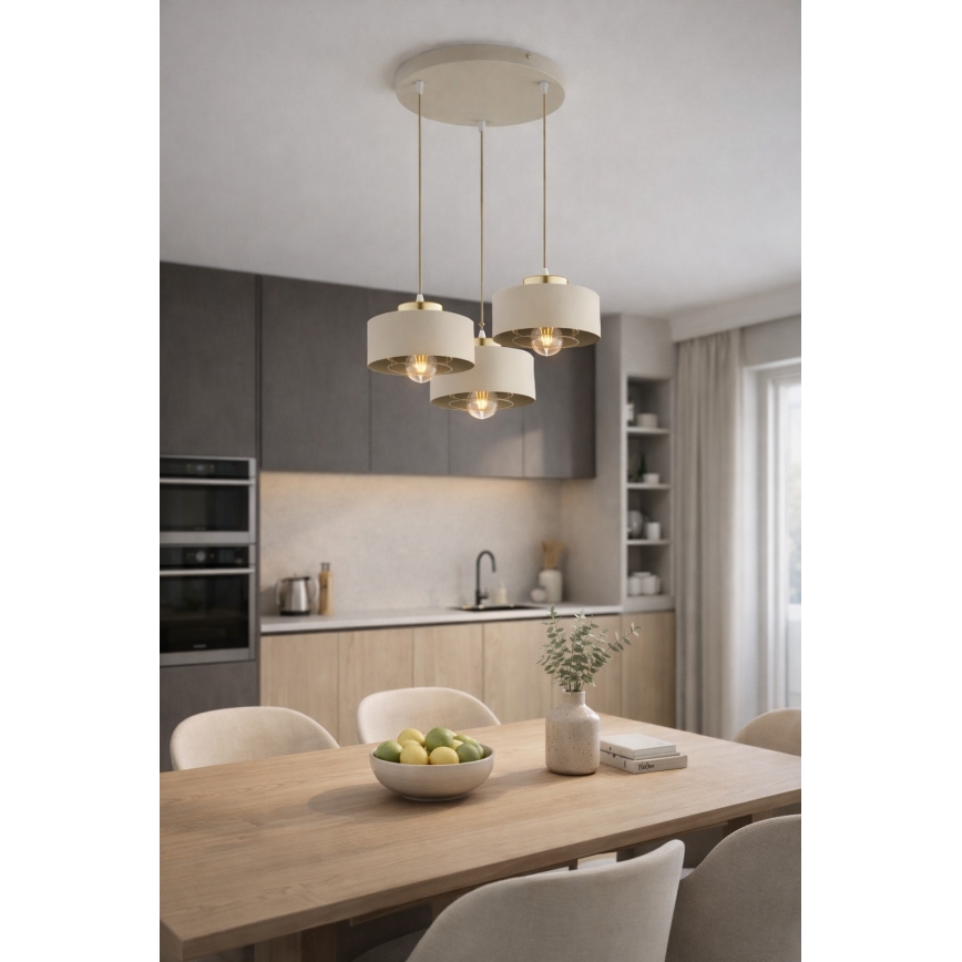 Brilagi - Lustr na lanku SPRING 3xE27/60W/230V béžová/zlatá