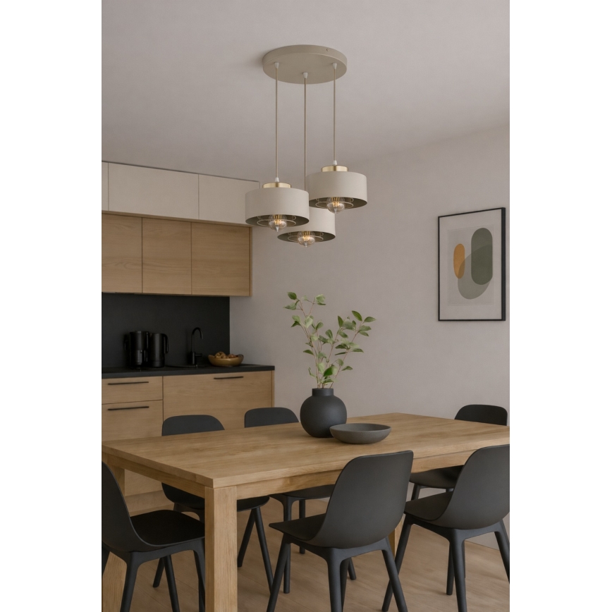 Brilagi - Lustr na lanku SPRING 3xE27/60W/230V béžová/zlatá