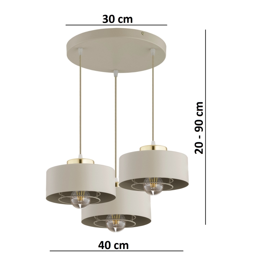 Brilagi - Lustr na lanku SPRING 3xE27/60W/230V béžová/zlatá