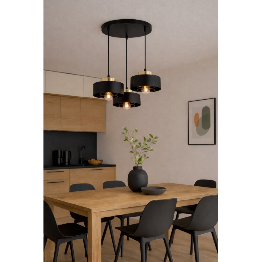 Brilagi - Lustr na lanku SPRING 3xE27/60W/230V černá/zlatá