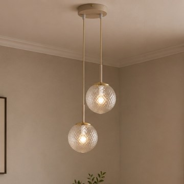 Brilagi - Lustr na lanku STELLA 2xE27/60W/230V béžová/zlatá
