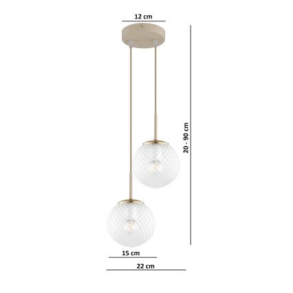 Brilagi - Lustr na lanku STELLA 2xE27/60W/230V béžová/zlatá