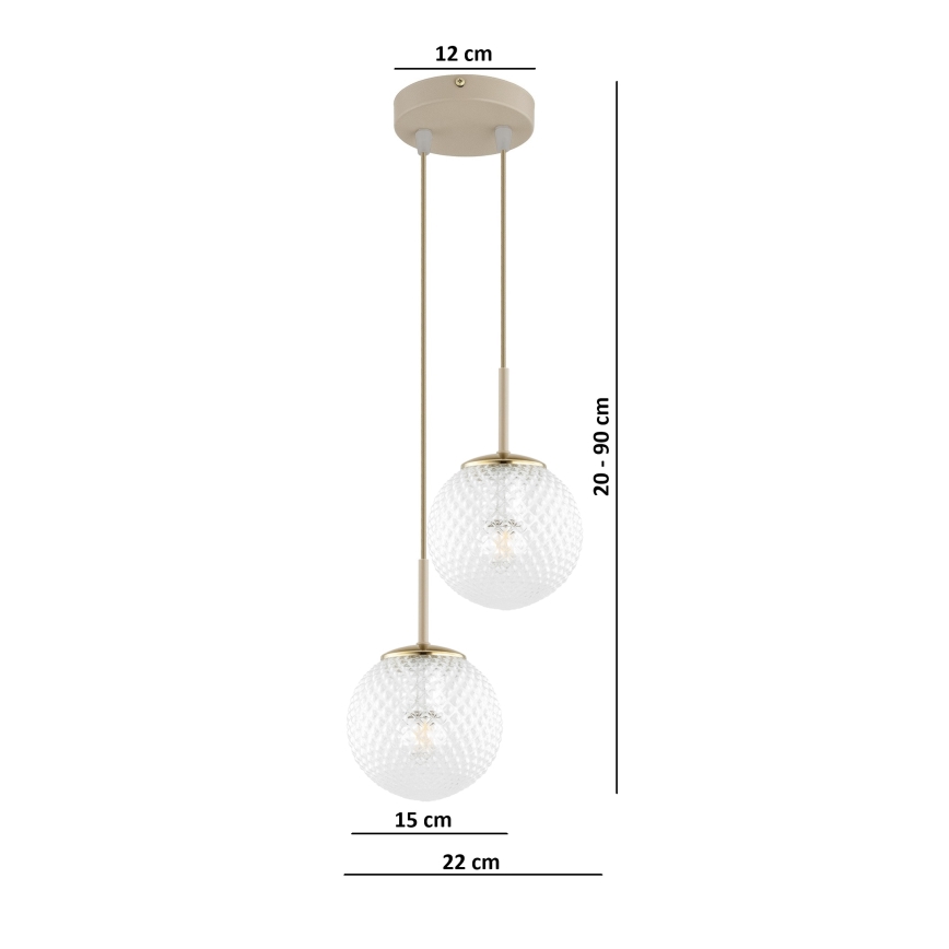 Brilagi - Lustr na lanku STELLA 2xE27/60W/230V béžová/zlatá