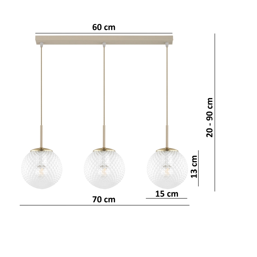Brilagi - Lustr na lanku STELLA 3xE27/60W/230V béžová/zlatá