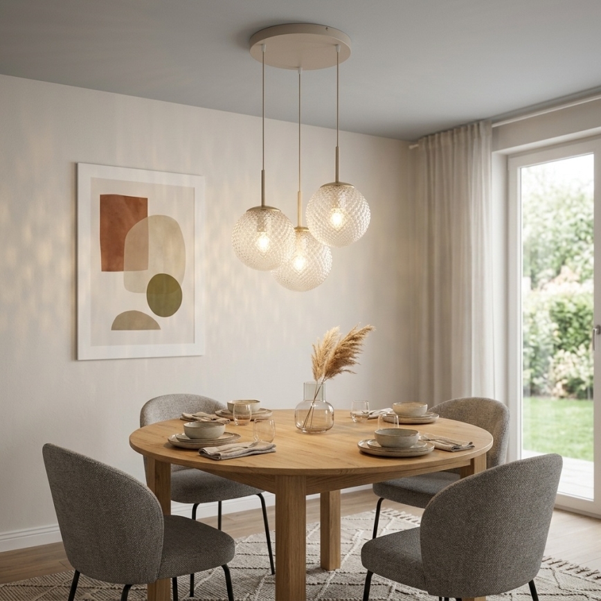Brilagi - Lustr na lanku STELLA 3xE27/60W/230V béžová/zlatá