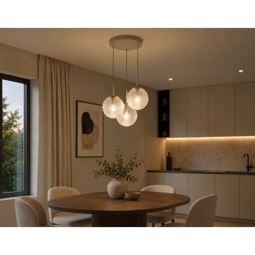 Brilagi - Lustr na lanku STELLA 3xE27/60W/230V béžová/zlatá