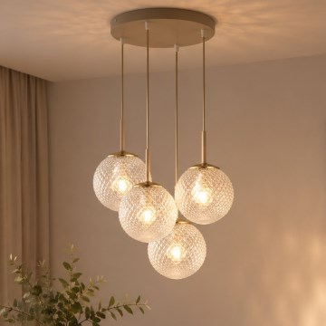Brilagi - Lustr na lanku STELLA 4xE27/60W/230V béžová/zlatá