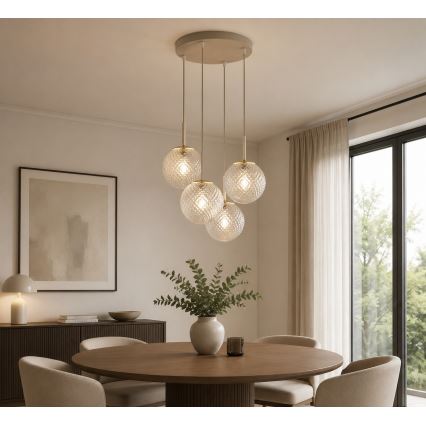 Brilagi - Lustr na lanku STELLA 4xE27/60W/230V béžová/zlatá