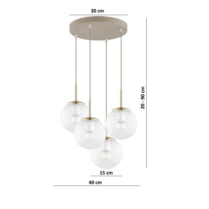 Brilagi - Lustr na lanku STELLA 4xE27/60W/230V béžová/zlatá