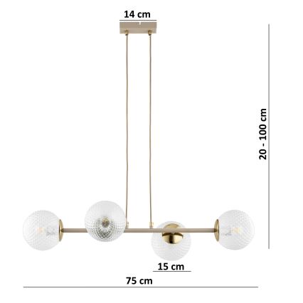 Brilagi - Lustr na lanku STELLA 4xE27/60W/230V béžová/zlatá