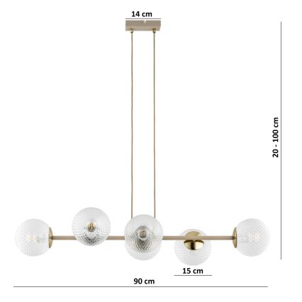 Brilagi - Lustr na lanku STELLA 6xE27/60W/230V béžová/zlatá