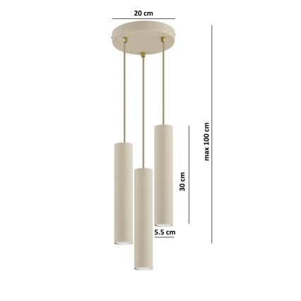Brilagi - Lustr na lanku TUBE 3xGU10/15W/230V béžová/zlatá