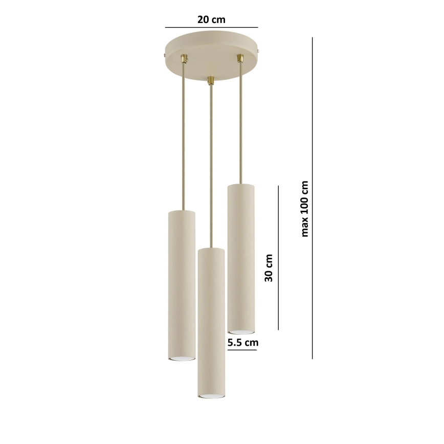 Brilagi - Lustr na lanku TUBE 3xGU10/15W/230V béžová/zlatá