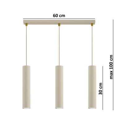 Brilagi - Lustr na lanku TUBE 3xGU10/15W/230V béžová/zlatá
