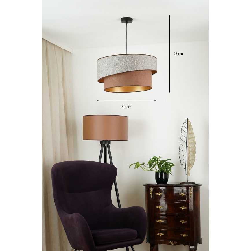 Brilagi - Lustr na lanku VEGAS SHINE 1xE27/15W/230V pr. 50 cm šedá/hnědá
