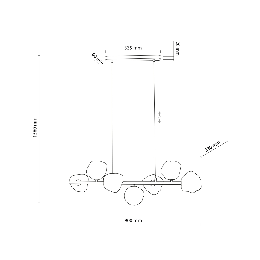 Brilagi - Lustr na lanku VULCANO 7xG9/8W/230V béžová/kouřová béžová