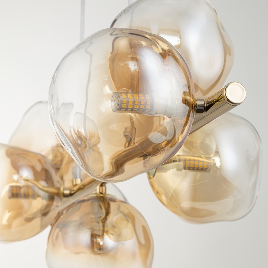 Brilagi - Lustr na lanku VULCANO 7xG9/8W/230V zlatá/kouřová béžová